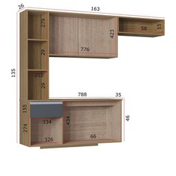 Kit Cozinha Suspensa com Balcão Mel 163cm Poquema Móveis - 5