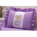 Ver imagem 2 de Kit Colcha Cobre Leito Solteiro Infantil Juvenil 3 Peças Ursinha com Babados Lilás