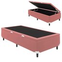 Ver imagem 1 de Base Box Baú Solteiro 88x188x35 Suede com Pistão a Gás - Rosa