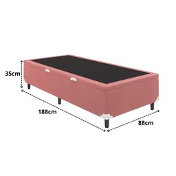 Base Box Baú Solteiro 88x188x35 Suede com Pistão a Gás - Rosa - 2