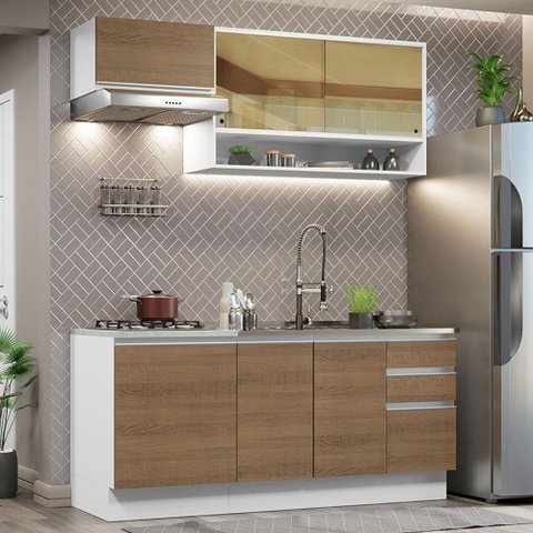 Cozinha Completa 180008 Com Armário E Balcão Branco/Rustic