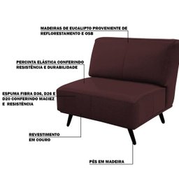 Poltrona Decorativa Sala de Estar Frances Retrô Couro Bordô - Gran Belo - 3