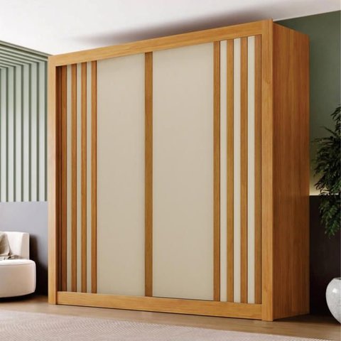 Guarda-Roupa para Quarto Casal 2 Portas Milano MDF Marrom/Cinamomo/Off White