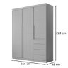 Guarda Roupa Cinza 3 Portas e 4 Gavetas Pérola - Phoenix Baby - 4