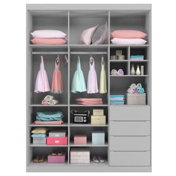 Guarda Roupa Cinza 3 Portas e 4 Gavetas Pérola - Phoenix Baby - 3
