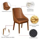 Ver mais imagens de Kit 2 Cadeira de Jantar Estofada Ísis Corano Bege Base Madeira Castanho