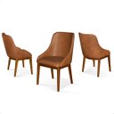 Ver imagem 2 de Kit 2 Cadeira de Jantar Estofada Ísis Corano Bege Base Madeira Castanho