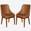 Ver imagem 1 de Kit 2 Cadeira de Jantar Estofada Ísis Corano Bege Base Madeira Castanho