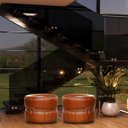 Ver imagem 6 de Kit 2 Puff Decorativo Sala de Estar Rene Debrum Couro Caramelo - Gran Belo