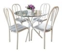 Ver imagem 1 de Conjunto Mesa Jantar Munique Redonda Vidro 0.90m 4 Cadeiras campeã de vendas Quality
