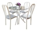 Ver imagem 3 de Conjunto Mesa Jantar Munique Redonda Vidro 0.90m 4 Cadeiras campeã de vendas Quality
