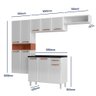 Kit Cozinha Compacta Conjunto Balcão com Tampo Armário Aéreo 2 Nichos Multiuso Branco Marrom Top - 3
