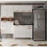 Kit Cozinha Compacta Conjunto Balcão com Tampo Armário Aéreo 2 Nichos Multiuso Branco Marrom Top - 1