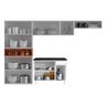 Kit Cozinha Compacta Conjunto Balcão com Tampo Armário Aéreo 2 Nichos Multiuso Branco Marrom Top - 4