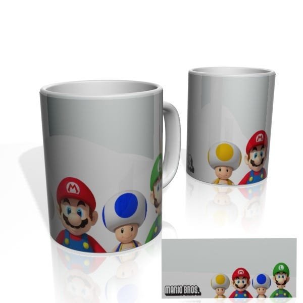 Caneca decorativa Nerderia e Lojaria marios bros colorido