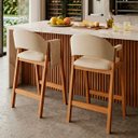 Ver imagem 1 de Kit 2 Banqueta de Cozinha Gourmet Noah Madeira Amêndoa Luxo Bege