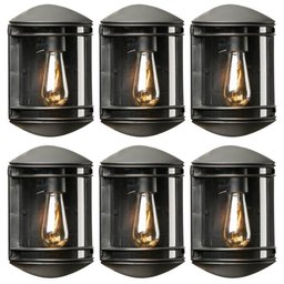 Kit 6 Arandelas Luminária de Parede 19x25cm Elegance Preta Jardim Fachada Dital - 1