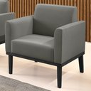 Ver imagem 2 de Poltrona Decorativa Base Madeira Preto Maressa Suede Grafite - Ibiza