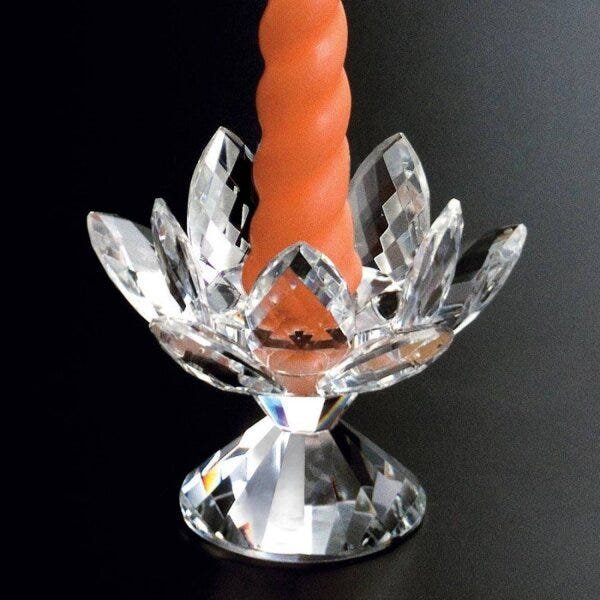 Castiçal Flower de Cristal 10,5cmx10,5cmx9cm Rojemac - 1