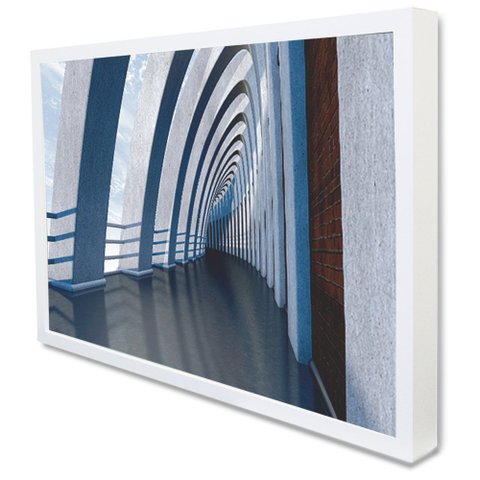 Quadro Decorativo Caixa Alta com Vidro Arquitetura Corredor Minimalista TaColado Moldura Branca 90 x