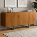 Ver imagem 1 de Aparador Buffet para Sala de Jantar 4 Portas 160cm Pés Industrial Benita N01 Cinamomo Champanhe - Ly
