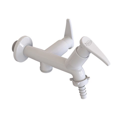 Torneira para Tanque e Máquina Modelo 1/4 de Volta Parede Linha Lisboa Abs Cor Branco Durín