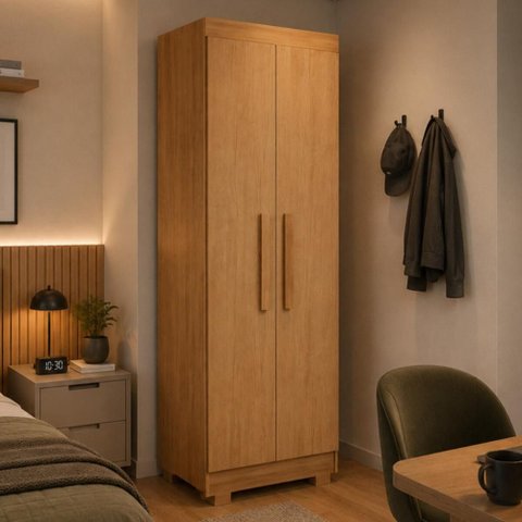 Guarda-Roupa Solteiro 100% MDF com 2 Portas e Pés Multimóveis CR35515 Madeirado
