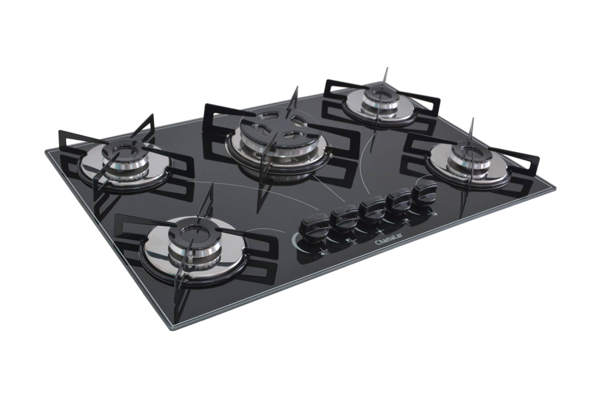 Fogão Cooktop Premium 5 bocas Tripla Chama 147 Preto Chamalar - 1