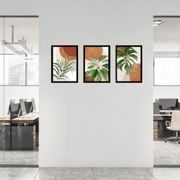 Tríptico - Quadros Decorativos Floral Costela de Adão Grande:Preto - 3