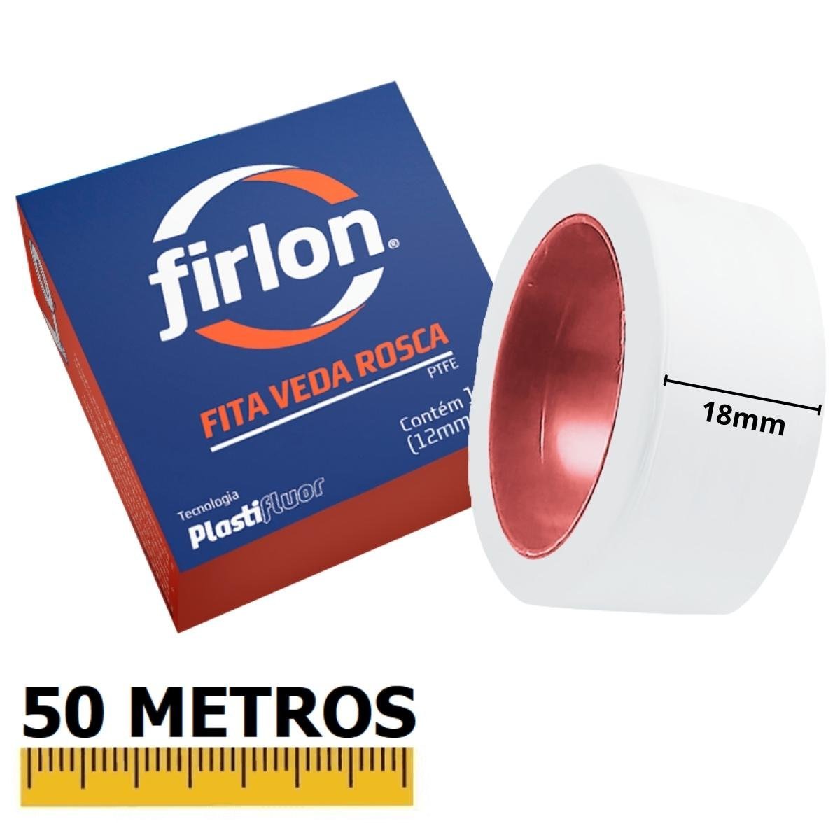 Fita Veda Rosca Teflon 18mm x 50m | Firlon | Kit 10 Un - 3