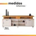 Ver imagem 4 de Rack Bancada Alpha com Painel Psy para TV até 80 Polegadas 1,80m Ripado Off White - Madeirado
