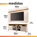 Ver imagem 3 de Rack Bancada Alpha com Painel Psy para TV até 80 Polegadas 1,80m Ripado Off White - Madeirado