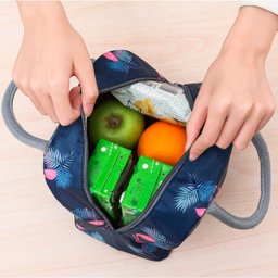 Bolsa Marmita Térmica Estampada para Trabalho e Faculdade:rosas Cinza - 5