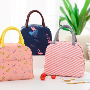 Bolsa Marmita Térmica Estampada para Trabalho e Faculdade:rosas Cinza