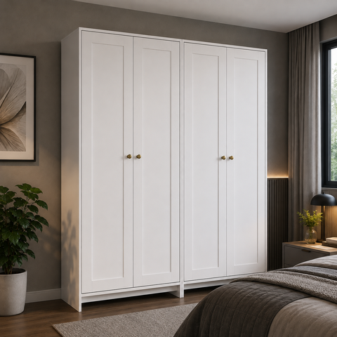 Guarda-Roupa Solteiro Multiuso 4 Portas 8 Prateleiras AC4004 Branco - Decibal Móveis