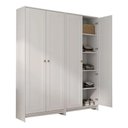 Ver imagem 3 de Guarda-Roupa Roupeiro Solteiro 4 Portas 8 Prateleiras Multiuso Americano Branco - Decibal