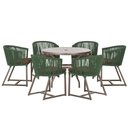 Ver imagem 1 de Mesa com 6 Cadeiras de Jantar Roma 120cm e Noronha em Alumínio Marrom Corda Náutica Estofado 9 Trama