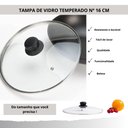 Ver imagem 5 de Tampa de Vidro Temperado Avulsa para Panela Caçarola Fervedor Frigideira 16 Cm