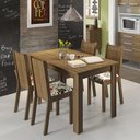 Ver imagem 1 de Conjunto Sala de Jantar Rosie Madesa Mesa Tampo de Madeira com 4 Cadeiras - Rustic/hibiscos