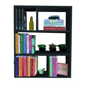 Estante de Parede Multiuso Decoração Livro Preto em Mdf [f031]
