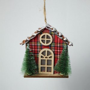 Enfeite de Natal Casinha Decorativa 11cm Xadrez | Natal