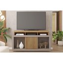 Ver imagem 1 de Rack Bancada P/ Tv até 55 Pol Dragon C/ Nicho e Rodízios 136cm Buriti/fendi - Caemmun