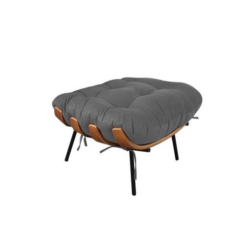 Puff Costela Suede Grafite - Vallisa Decor