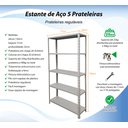 Ver imagem 2 de Estante de Aço 5 Prateleiras 25cm Multiuso 25kg/prateleira Várias Cores