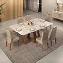 Ver imagem 2 de Conjunto Sala de Jantar Mesa Tampo Vidro 6 Cadeiras Dj Móveis Freijó Kiara Kraft Lidia