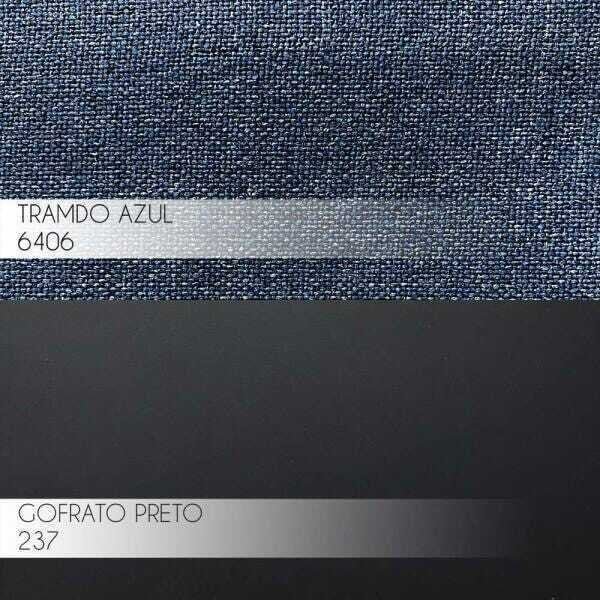 Conjunto Poltrona com Puff Decorativa Sala de Estar Lecce Pés Aço Linho Azul - Gran Belo - 4