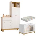 Ver imagem 1 de Berço Americano 4315 Mini Cama e Guarda Roupa com Cômoda Q Encanto Slim 4970 Branco Acetinado com Co