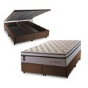 Ver imagem 1 de Conjunto Box Baú Super King Liverpool Marrom 193x203x80 c/ Molas Ensacadas