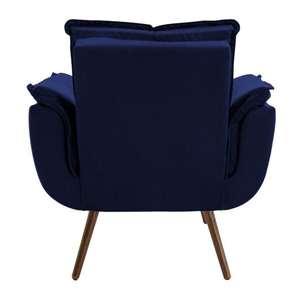 Kit 2 Poltrona Decorativa Sala de Estar Cristina Veludo Azul Pés Fixo Palito - Gran Belo - 9