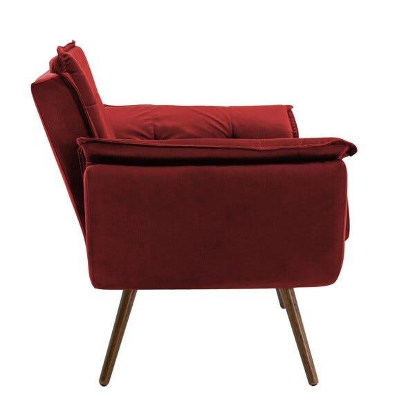 Kit 2 Poltrona Decorativa Sala de Estar Cristina Veludo Vermelho Pés Fixo Palito - Gran Belo - 8